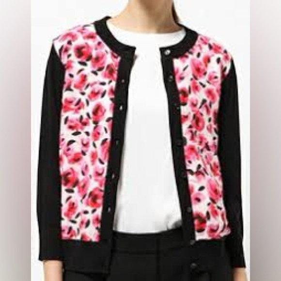 KATE SPADE mini roses floral silk cardigan xs - Picture 14 of 14
